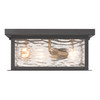 Artcraft Lighting Estate 3 Light Outdoor Flush Mount, Black, Brass with Rain Glassware (AC9276BK)