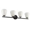 Artcraft Lighting Brooke 4 Light Bathroom Vanity, Black with Wispy White Glassware (AC12184BK)