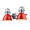 Duncan 2 Light Bath Vanity in Chrome with Red Shades (3602-BA2 CH-RD)
