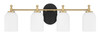Council 4 Light Vanity in Flat Black/Satin Brass (60304-FBSB)