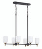 Council 6 Light Island in Flat Black/Satin Brass (60376-FBSB)
