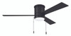 McCoy Hugger 52" 3-Blade Ceiling Fan in Flat Black w/ Flat Black Blades (Pull-Chain); Light Kit Included (Optional) (MCYH52FB3-PC)