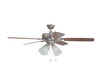 Twist N Click 52" 5-Blade Ceiling Fan in Brushed Polished Nickel w/ Ash/Mahogany Blades (4-Light); Integrated Light Kit (TCE52BNK5C4-C)