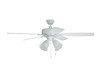 Twist N Click 52" 5-Blade Ceiling Fan in White w/ White/Washed Oak Blades (4-Light); Integrated Light Kit (TCE52W5C4-C)