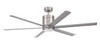 Tate 65" 6-Blade Ceiling Fan in Brushed Polished Nickel w/ Brushed Nickel Blades; Light Kit Included (optional) (TTE65BNK6)