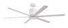 Tate 65" 6-Blade Indoor/Outdoor (Wet) Ceiling Fan in White w/ White Blades; Light Kit Included (optional) (TTE65W6)