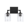 Clint 13.5" W x 10.5" H x 6.5" E 2-Light Clear Water Glass Vanity in Black Iron  (137321BI-486)
