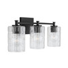 Emerson 23" W x 9" H x 7" E 3-Light Seeded Embossed Glass Vanity in Matte Black  (138331MB-491)