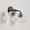 Dolan 15.5"W x 9.5"H 2-Light Vanity in Matte Black with Clear Ribbed Glass (149921MB-544)