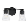 Portman 14.5"W x 8.25"H 2-Light Vanity in Matte Black with Clear Glass (148621MB-537)