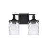 Colton 13" W x 10" H x 7" E 2-Light Clear Water Glass Vanity in Matte Black  (128821MB-451)