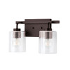 Greyson 14.5" W x 9" H x 6" E 2-Light Clear Seeded Glass Vanity in Bronze  (128521BZ-449)