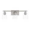 Greyson 24.5" W x 9" H x 6" E 3-Light Clear Seeded Glass Vanity in Brushed Nickel  (128531BN-449)