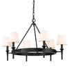 Edinburgh 6 Light Chandelier in Matte Black with Modern White Shade (1020-6 BLK-MWS)