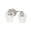 Beau 15" W x 9.5" H x 7" E 2-Light Vanity in Brushed Nickel with Clear Fluted Glass (141421BN-507)