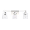 Greyson 24.5" W x 9" H x 6" E 3-Light Clear Seeded Glass Vanity in Chrome  (128531CH-449)