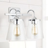 Jayne 15" W x 10.5" H x 9" E 2-Light Vanity in Chrome with Clear Seeded Cone Glass Shades (139122CH-496)