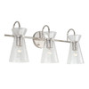 Mila 24" W x 11" H x 7.5" E 3-Light Vanity in Polished Nickel with Clear Half-Crackle Tapered Glass (142431PN)
