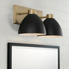 Ross 16.50"W x 8"H 2-Light Vanity in Aged Brass and Black (152021AB)