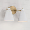 Bradley 15"W x 9"H 2-Light Vanity in Aged Brass and White Metal Shade with White Interior (150121AW)