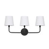 Dawson 25.5" W x 12" H x 7" E 3-Light Vanity in Matte Black with White Fabric Shades (119331MB-674)