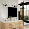 Dawson 25.5" W x 12" H x 7" E 3-Light Vanity in Matte Black with White Fabric Shades (119331MB-674)