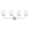 Dawson 35" W x 12" H x 7" E 4-Light Vanity in Brushed Nickel with White Fabric Shades (119341BN-674)