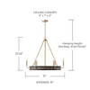 Finn 31"W x 27.25"H 6-Light Chandelier in Black Stain Wood and Matte Brass (447361KR)
