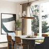 Jonah 42"W x 35"H 6-Light Chandelier in Matte Black and Mango Wood with Removable White Fabric Shades  (450861WK-709)