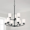 Dixon 28" W x 30" H 9-Light Chandelier in Matte Black with Soft White Glass (415291MB-338)