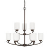 Dixon 28" W x 30" H 9-Light Soft White Glass Chandelier in Bronze  (415291BZ-338)