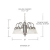 David 21" W x 13" H 5-Light Chandelier in Matte Nickel with White Faux Alabaster Glass Shades   (3255MN-118)