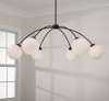 Amos 47" W x 15" H 6-Light Chandelier in Matte Black with Soft White Glass Globes (457161BI-557)