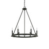 Pearson 26" W x 30.5" H 6-Light Candle-Style Ring Chandelier in Black Iron  (4916BI-000)