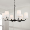 Brody 34.50"W x 21"H 6-Light Chandelier in Matte Black with White Fabric Stay-Straight Shades (449462MB-706)