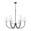 Averitt 37.25" W x 26.5" H 6-Light Transitional Chandelier in Matte Black with Tapered Soft White Glass (455261MB-550)