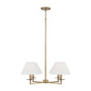 Gilda 29.75"W x 19.75"H 4-Lt Chandelier iAged Brass White Fabric Stay-Straight Shades and Interchangeable Clear or Tortoise Shell Bobeches (452241AD)