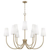 Averitt 46" W x 32.25" H 9-Light Two-Tier Chandelier in Aged Brass with Tapered Soft White Glass (455291AD-550)