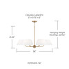 Welsley 36"W x 21.25"H 6-Light Chandelier in Aged Brass with Offset White Fabric Shade (450461AD)