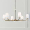 Brody 47"W x 21.25"H 6-Light Chandelier in Aged Brass with White Fabric Stay-Straight Shade (449461AD-706)