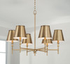 Whitney 34"W x 27"H 6-Light Chandelier in Aged Brass with Metal Shade with White Interior (449761AD-707)