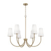 Averitt 37.25" W x 26.5" H 6-Light Transitional Chandelier in Aged Brass with Tapered Soft White Glass (455261AD-550)
