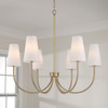 Averitt 37.25" W x 26.5" H 6-Light Transitional Chandelier in Aged Brass with Tapered Soft White Glass (455261AD-550)