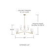 Ingrid 32" W x 9.25" H 9-Light Two-Tier Chandelier in Matte Brass with Clear Acrylic Accents and Cylindrical White Fabric Shades (457091MA-715)