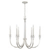 Laurent 30" W x 29" H 6-Light Chandelier in Polished Nickel with Crystal Column and Bobeches (441861PN)
