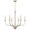 Breigh 32" W x 30.5" H 6-Light Medium Chandelier in Brushed Champagne with Acrylic Column and Bobeches (444861BS)
