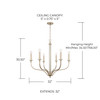 Breigh 32" W x 30.5" H 6-Light Medium Chandelier in Brushed Champagne with Acrylic Column and Bobeches (444861BS)