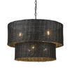 Erma 6 Light Chandelier in Matte Black and Black Wicker (1084-6 BLK-BW)