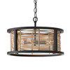 Rico 16" W x 10.5" H 4-Light Semi-Flush or Pendant in Flat Black made with Handcrafted Mango Wood and Rattan (244041FK)
