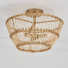 Wren 16"W x 9.75"H 3-Light Dual Mount Pendant or Semi-Flush in Matte Brass with Natural Rattan (244131MA)
